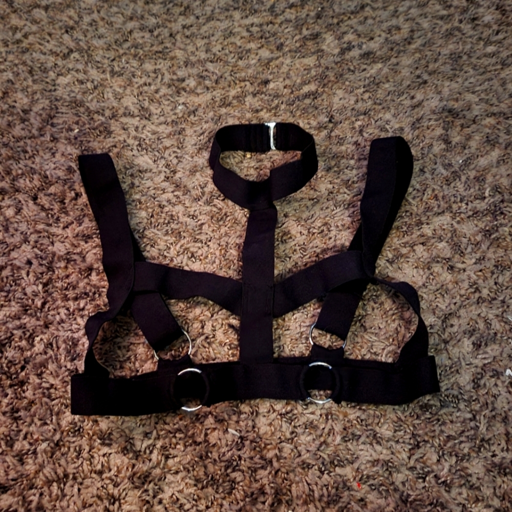 Dolls Kill Black Strappy Harness Bra